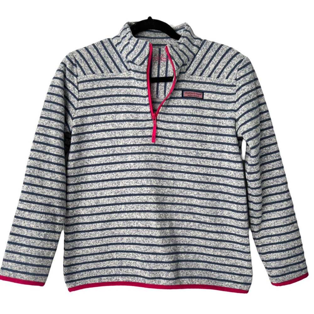 Girl’s VINEYARD VINES Pink Blue Shep Pullover Quarter Zip Size Large 14